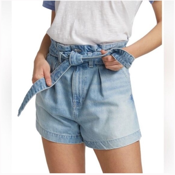 Veronica Beard shorts Nori paperbag waist denim blue size 27 - Picture 1 of 5